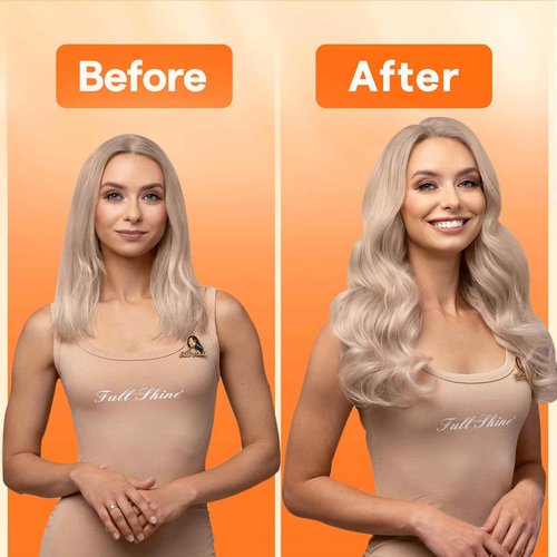 Full Shine Genius Weft Hair Extension Remy Hair Weft Extensions Color Ash Blonde Highlight Bleach Blonde Hand Tied Hair Extensions 24 Inch 60G Human Hair Sew In Extensions