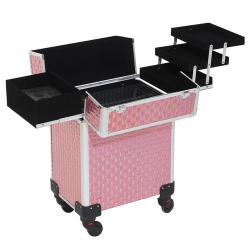 CHANNCASE Rolling Makeup Cart with Wheels for Cosmetics Storage (Pink)