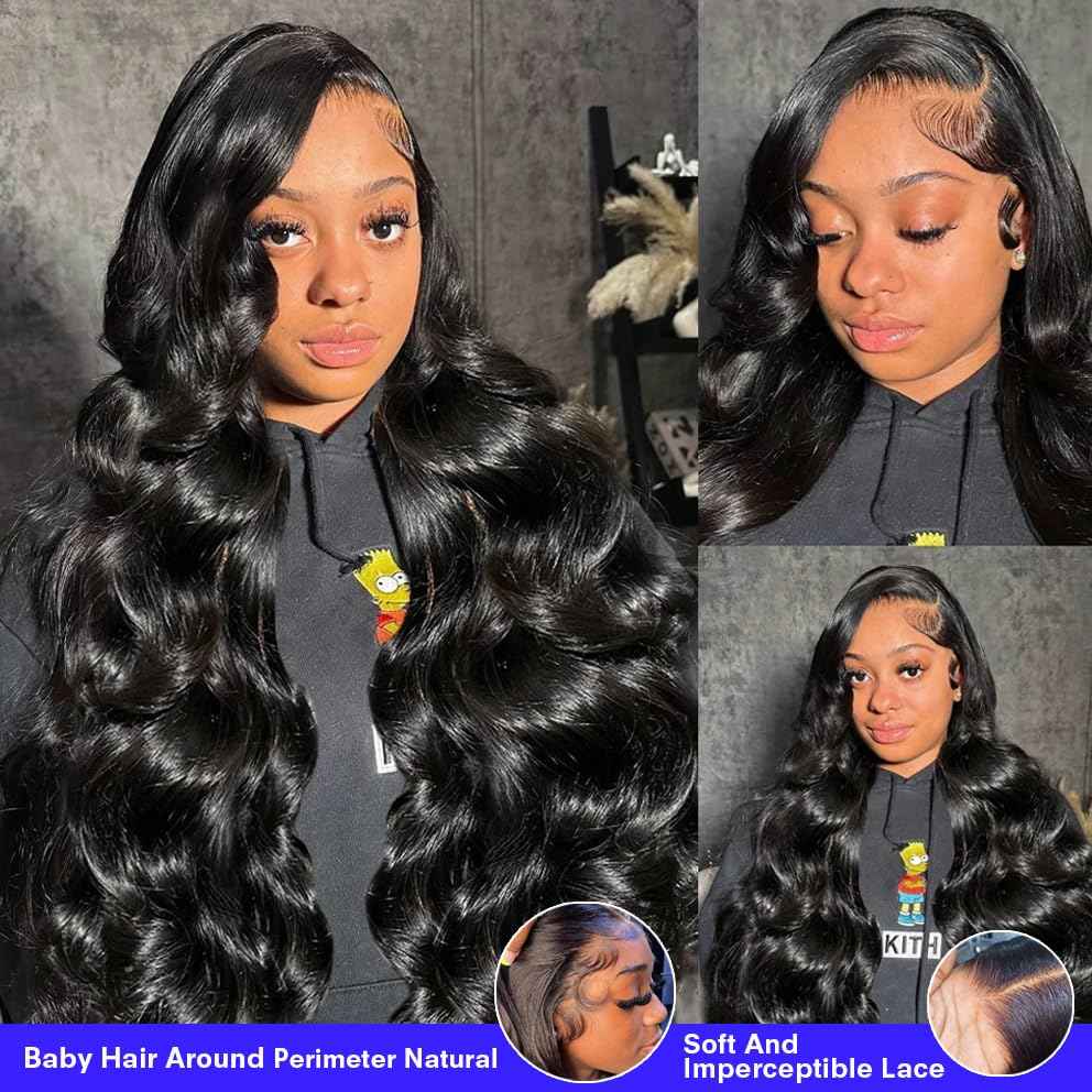 GRQGRQ 30 Inch 13x6 Lace Front Wigs Human Hair Wig 200% Density Body Wave Lace Front Wigs Human Hair Pre Plucked Glueless Wigs 13x6 HD Lace Frontal Wigs for Women Glueless Wigs Human Hair Pre Plucked