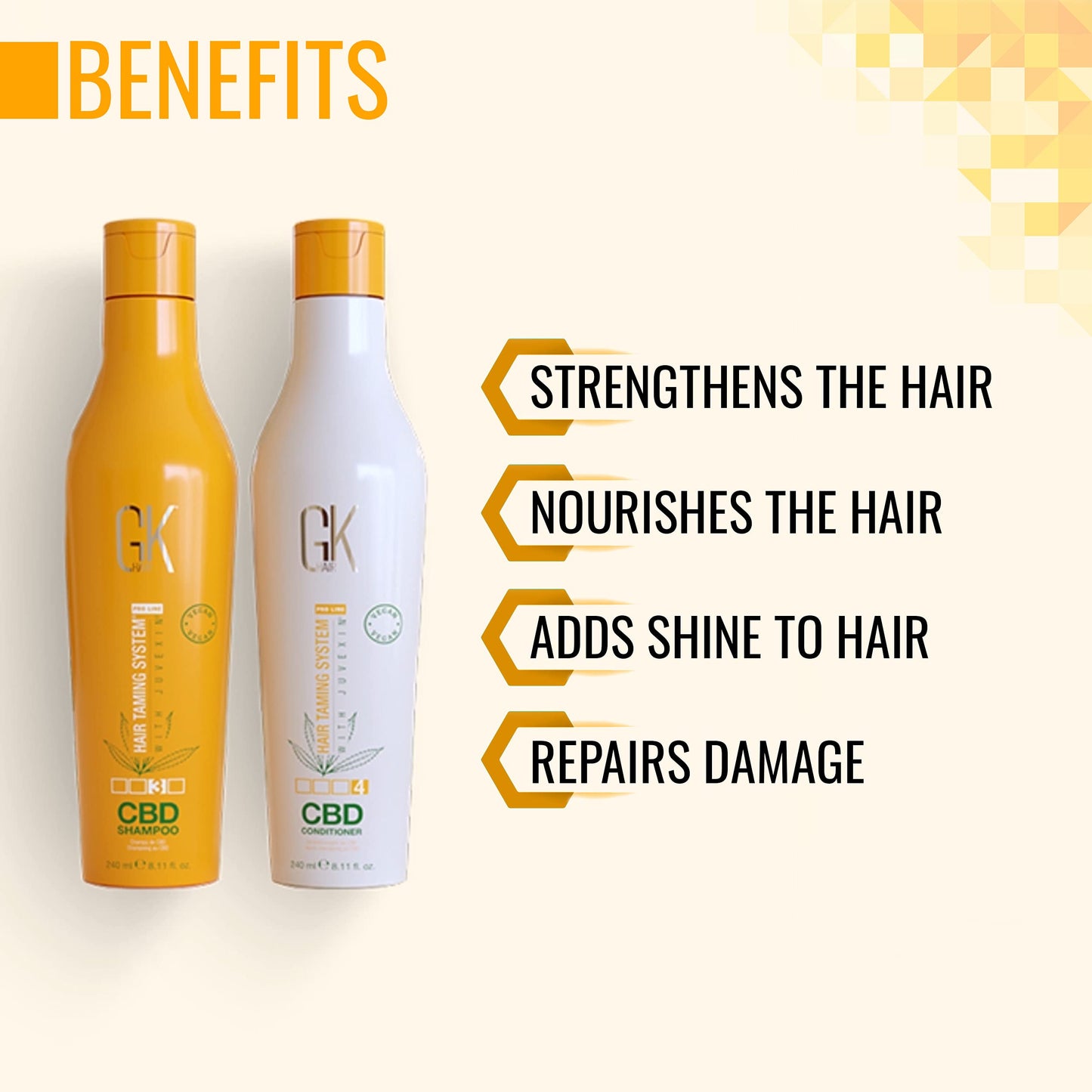 GK HAIR Hemp Shampoo and Conditioner Sets Hydrating Strengthening Color Treated Damaged Repair Provides Nourishing & Shine Natural Organic Vegan Sulfate Paraben Free (Duo)