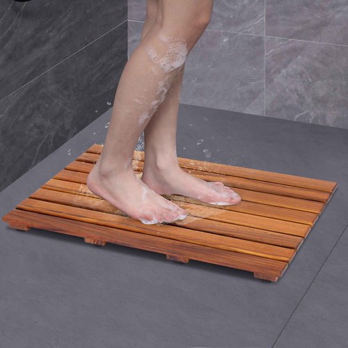 Teak Bathtub Tray and Teak Shower Mat L Bundle