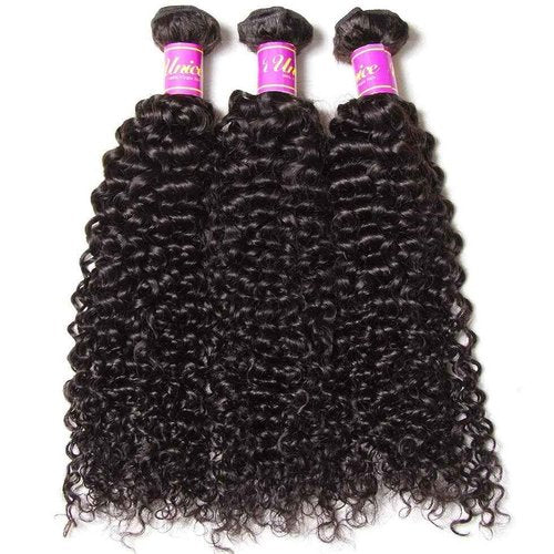 UNICE Human Hair Bundles Curly 8 10 12 inch 100% Unprocessed Malaysian Virgin Weave 3 Bundle Real Natural Black Human Hair Extensions 1B Natural Black Color for Women