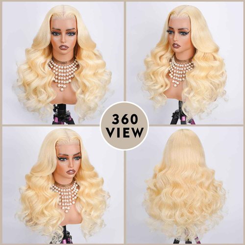 WAQI 30 Inch 613 13x6 Lace Front Wig Human Hair 200 Density Blonde Wig Human Hair Body Wave Lace Front Wigs Human Hair Pre Plucked 613 HD Lace Frontal Wig 13x6 Blonde Wigs For Women Natural Hairline