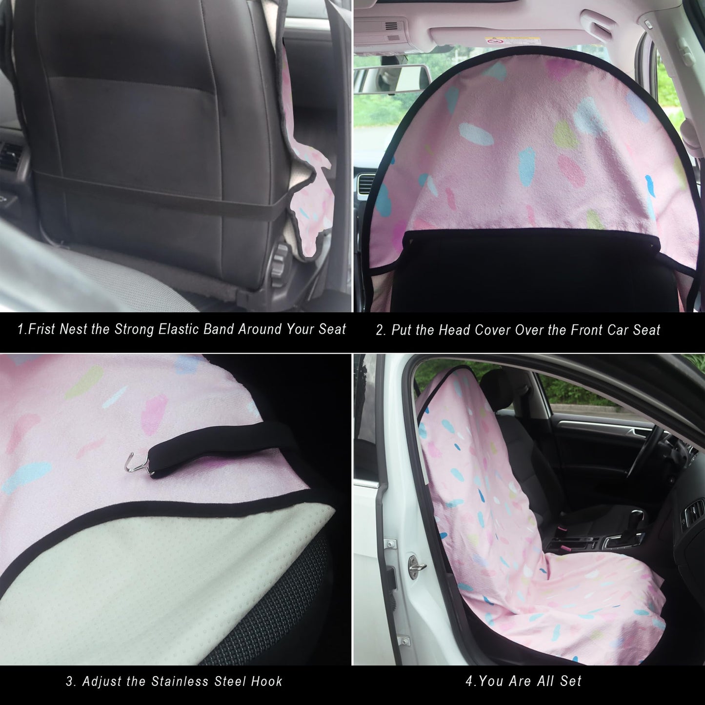 LoyaGour Car Seat Cover Protector Front Seats,for Gym Workout,Running,Swimming,Beach and Hiking,Waterproof Sweat Towel Bucket Seat Covers for Cars SUV Trucks (Pink Marbling, 1Pcs)