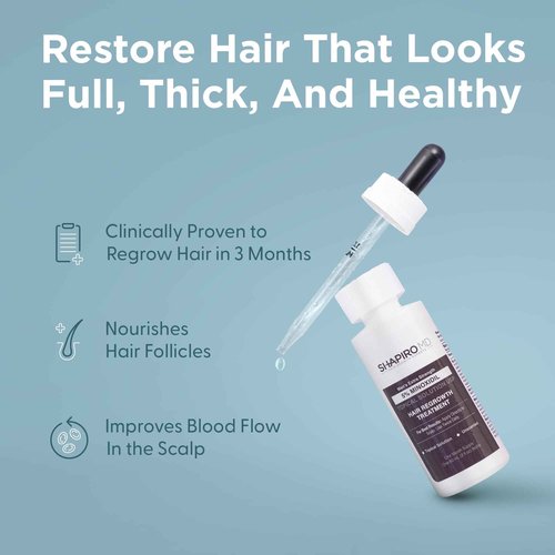 Shapiro MD Hair Growth Experts Minoxidil 5% Topical Solution for Men's Hair Growth, Serum Promotes Hair Regrowth by Reactivating Hair Follicles - 4 Month