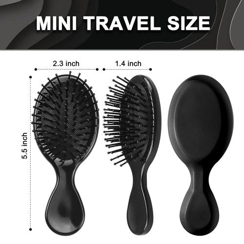 100 Pack Mini Hair Brushes Bulk, Travel Hair Brush Individually Wrapped, Soft Bristles Adds Shine, Scalp Massage and Detangling, Safe for All Hair Types Extensions, Wigs(Bright Black)