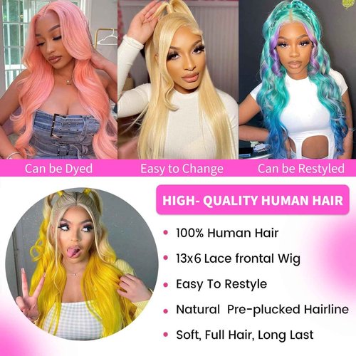 SUNKASA 32 Inch 613 Lace Front Wig Human Hair 200 Density Blonde Wig Human Hair 13X6 HD Transparent Straight Lace Front Wigs Blonde Glueless Wig for Women Pre Plucked with Baby Hair