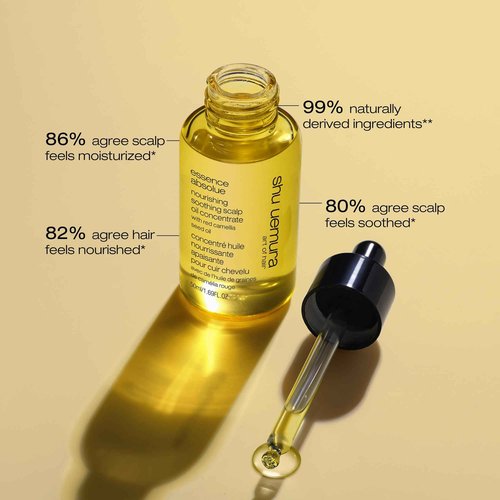 shu uemura art of hair Essence Absolue Pre-Shampoo & Nourishing Treatment Oil - Soothes Dry and Flaky Scalp, Leaves Scalp Moisturized and Balanced, Nourishes For Soft and Shiny Hair, 1.7 Fl Oz