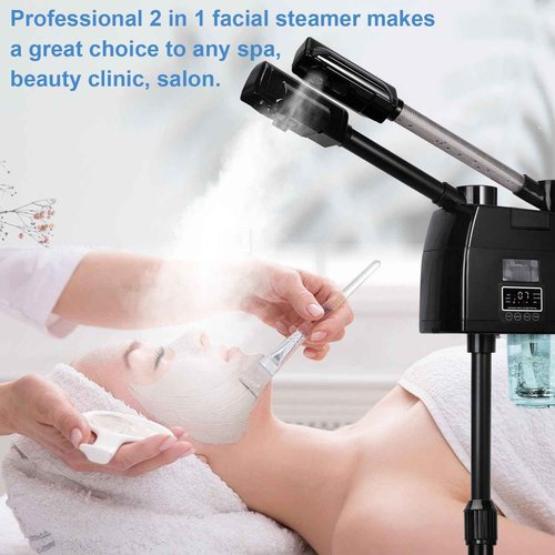 FLOLXNB Professional Facial Steamer, 2 in 1 Facial Steamer, Esthetician Steamer with Hot&Cold Nozzle,Digital Face Steamer for Home Beauty Salon Spa