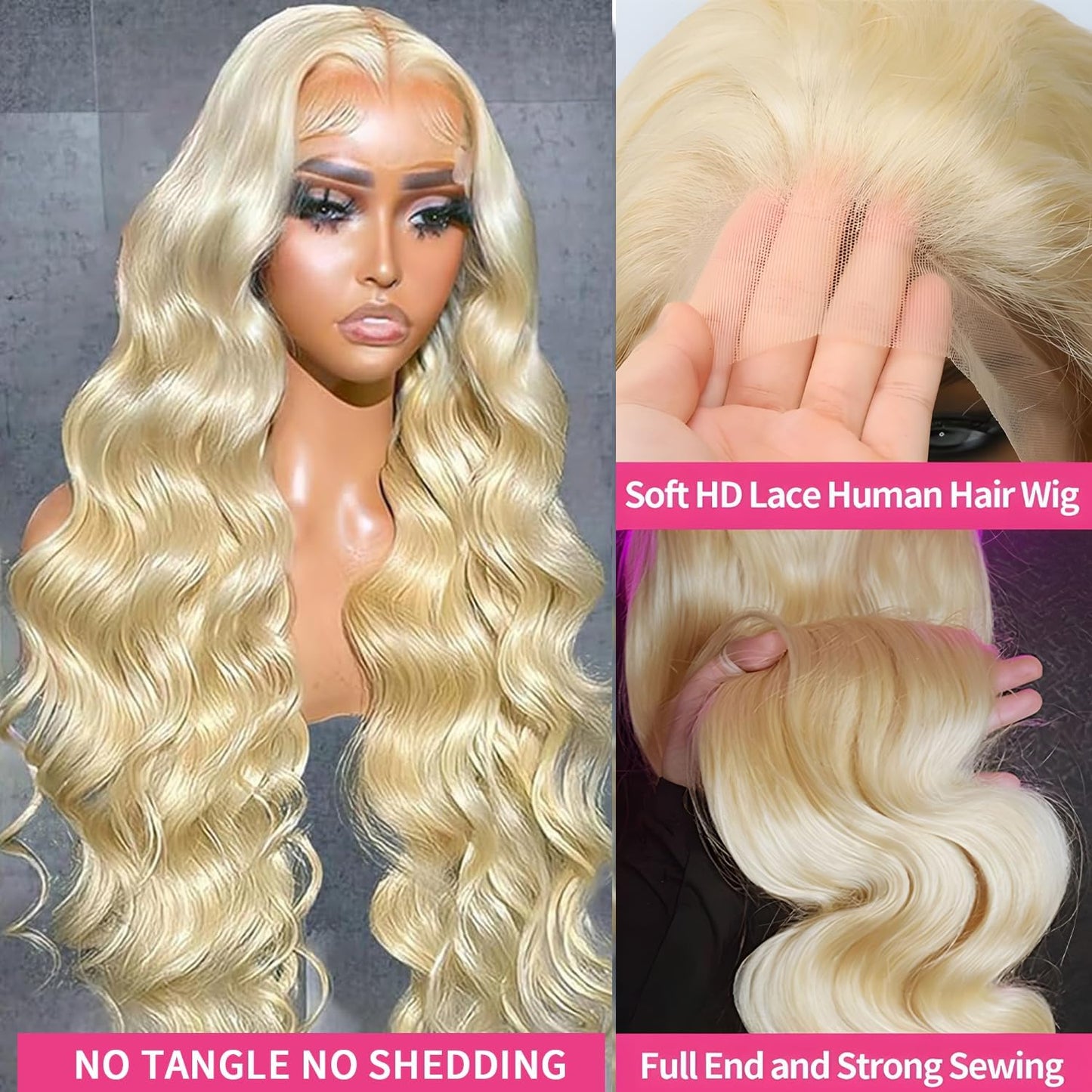 MYDIVA 613 13x6 Lace Front Wig Human Hair Body Wave Blonde Lace Front Wigs Human Hair Pre Plucked 613 HD Lace Frontal Wig for Women 180% Density 613 Blonde Wig 24 inch