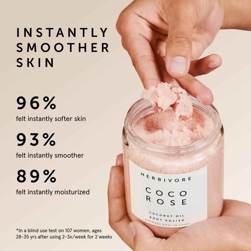 HERBIVORE Coco Rose Exfoliating Body Scrub + In-Shower Moisturizer with Coconut Oil, Shea Butter + Pink Clay for Softer, Smoother Skin | Vegan, Plant-Based, Cruelty-Free, 237 mL / 8 oz (2-pack)