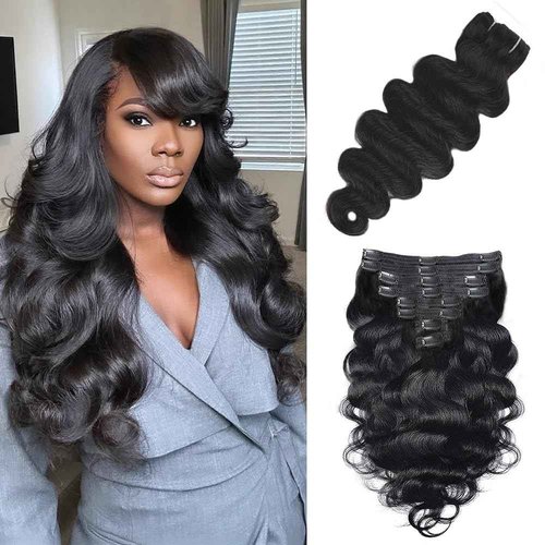 Body Wave Clip In Hair Extensions Real Human Hair Clip Ins For Women 18 Inch Remy Human Hair Extensions Clip Ins 8 Pcs With 18 Clips 120g Natural Black