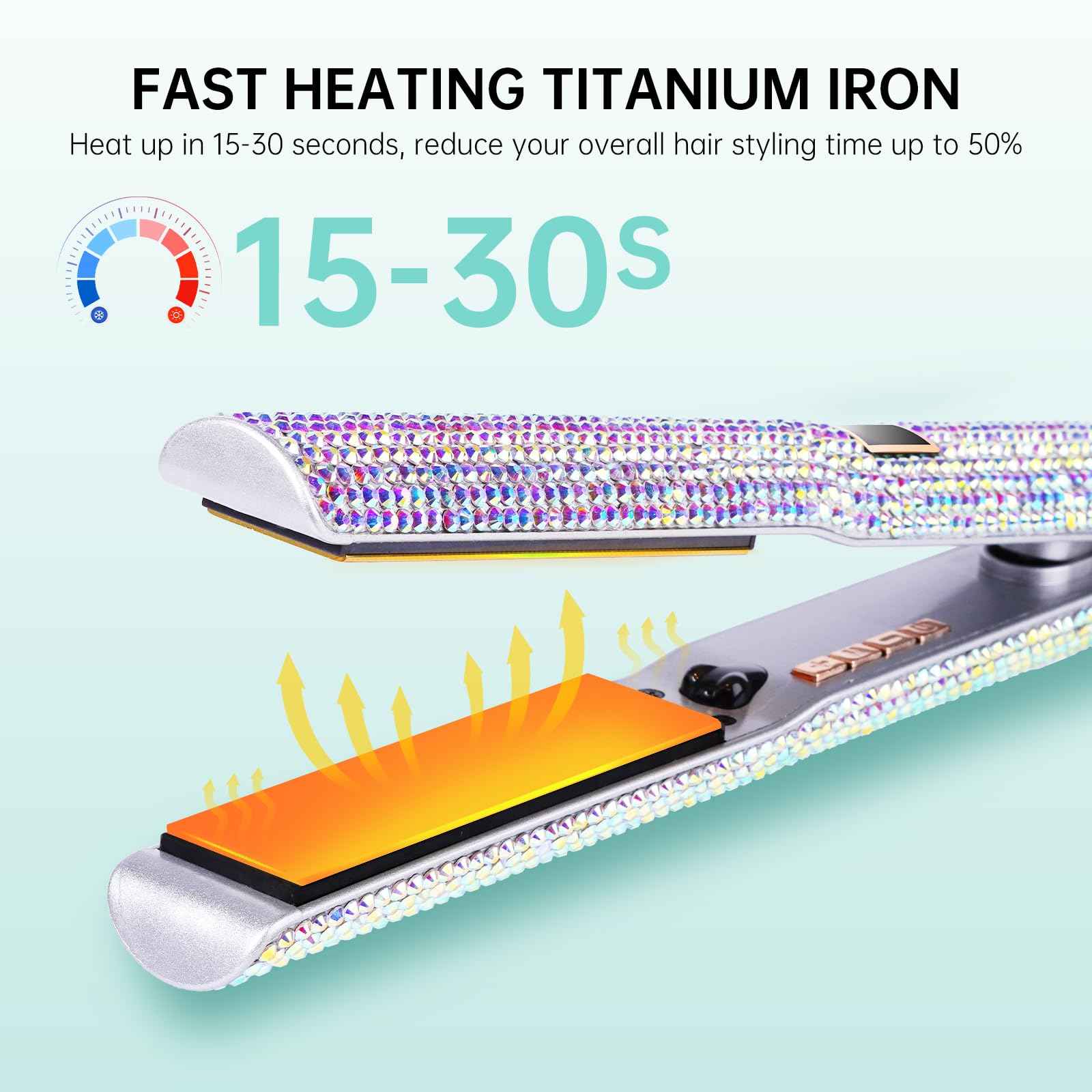 Pro Flat Iron, 2-in-1 Hair Straightener & Curler, Professional Titanium Hair Straightening Curling Wand, Fast Heating, Salon-Grade Effect, 122-500F Adjustable Temp, LED Display, UL Certified