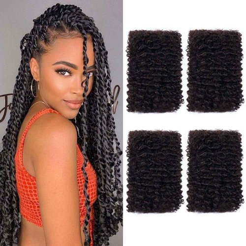 Afro Kinkys Bulk Human Hair for Twist Braiding Mini Braids Locs Dreadlock Extensions Afro Kinky-Curly Human Braiding Hair Bundles For Men Women Kids 20 Inch 4 Bulks 120g 1B Natural Black Easy to Braid