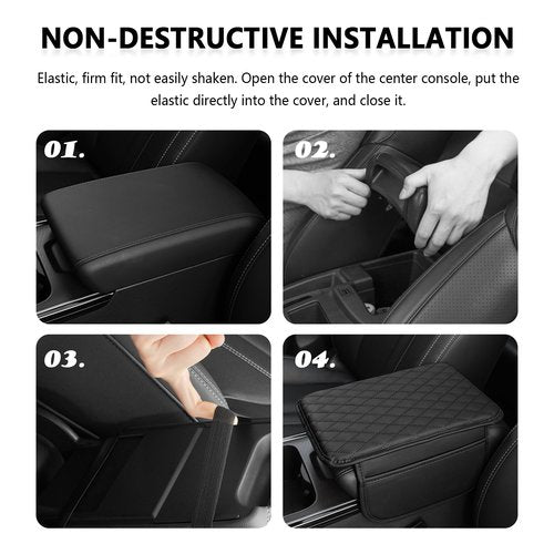 Stacool Upgraded Center Console Cover, Microfiber Leather Armrest Cover Cushion With 2 Storage Bags, Universal Car Armrest Storage Box Interior Accessories for Most Vehicles (Gray)