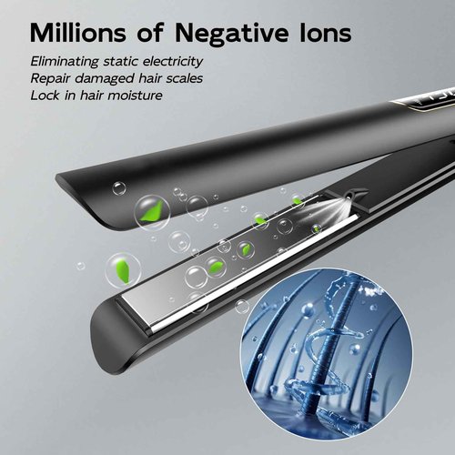 Nicebay 1” Titanium Flat Iron, Fast Heating Hair Straightener & Curler,with 5 Temp Settings, Negative Ion Technology,Travel-Friendly, Smooth Salon Design