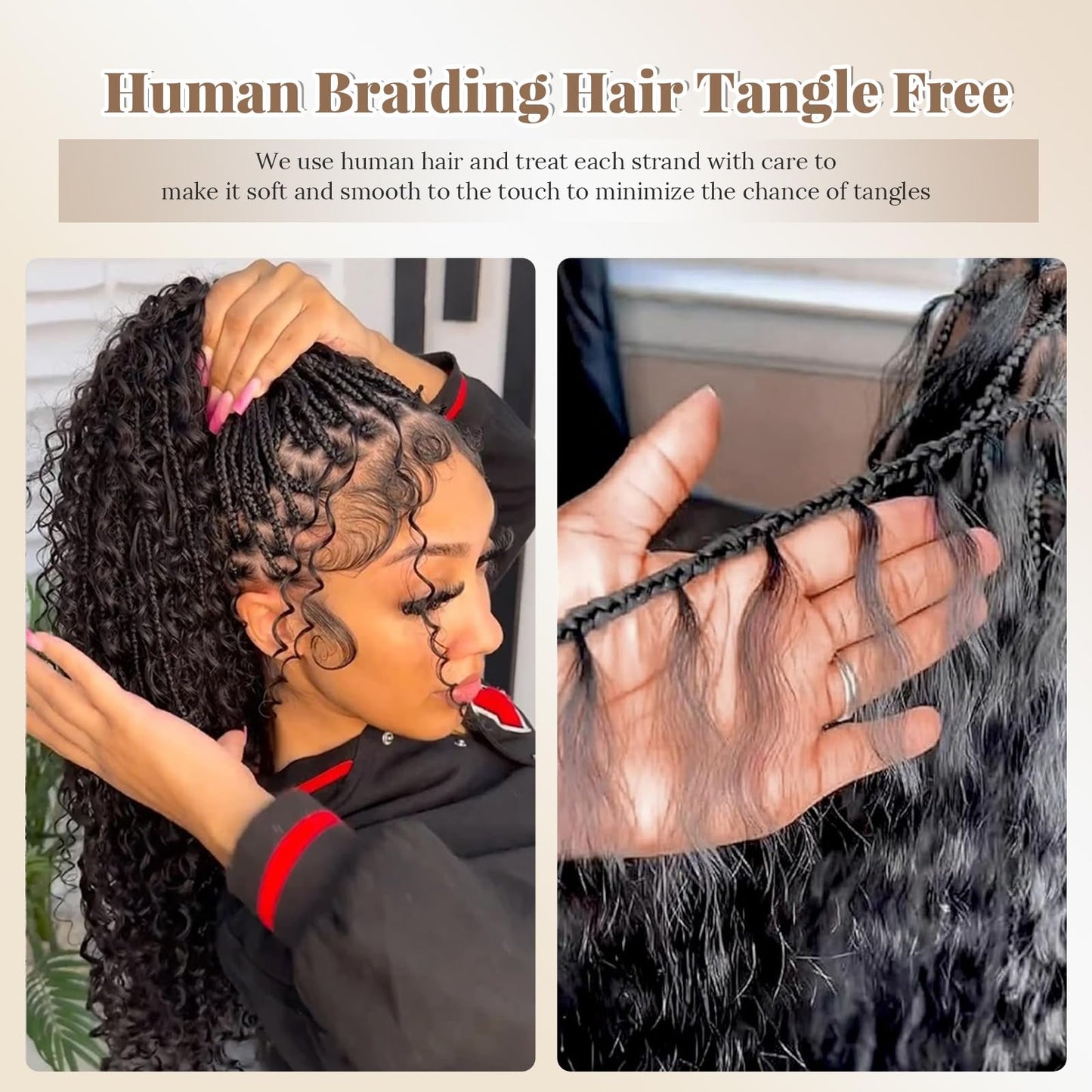 Human Braiding Hair 2 Bundle 100G 26 Inch Deep Water Wave Bulk Human Hair for Braiding No Weft 10A Bohemian Hair Virgin Curly Human Hair Extensions for Boho Braids Wet and Wavy Braiding Hair