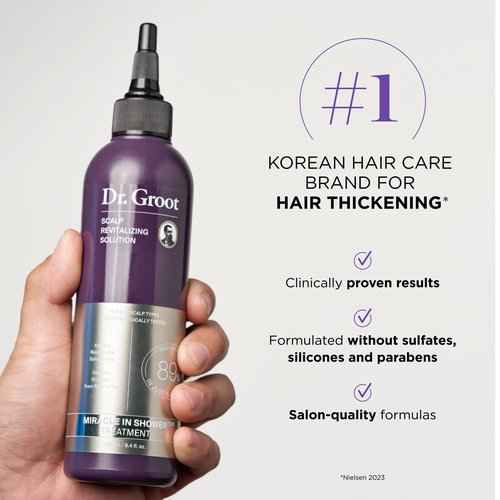 Dr. Groot Thicken & Smooth at Home and On The Go Bundle for Hair Loss, Korean Hair Care, With Biotin and Prebiotics, Clinically Proven to Improve Scalp Moisture