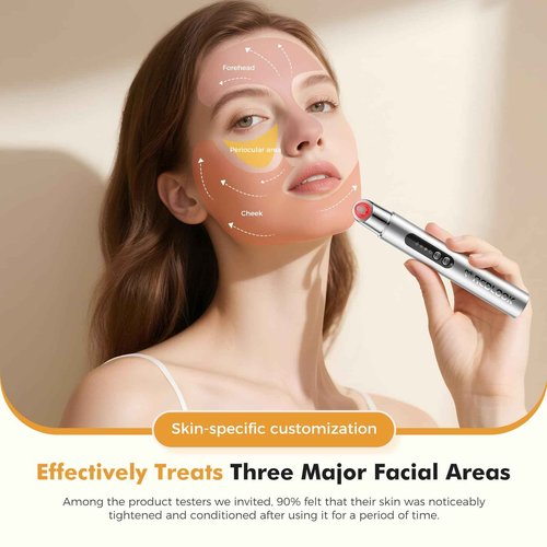 REDLOOK Depuffing Wand - Multi-Mode Cold & Heat Eye with Massager,At Home Face Roller Tool, Beauty Wand for Puffiness Reduction, Dark Circles, and Let The Skin Be Full of Radiance - Silver