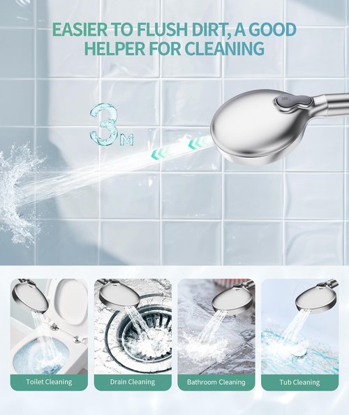 Filtered Shower Head with Handheld, High Pressure 9 Spray Mode Chrome Showerhead with 4 Filters, Detachable Shower Head, Water Softener Filters Beads for Hard Water - Remove Chlorine