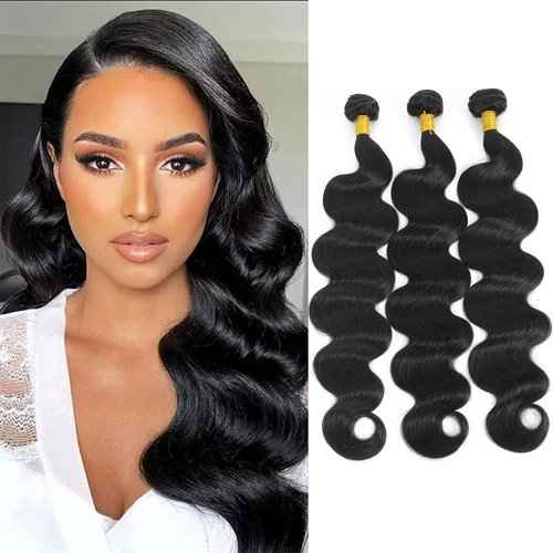 10A Body Wave Bundles Raw Real Human Hair Bundles 16 18 20 Inch 100% Unprocessed Brazilian Virgin Remy Human Hair Extensions 3 Bundles Wavy Hair for Black Women