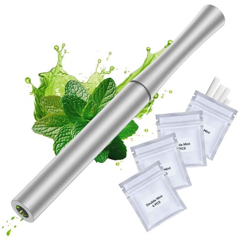 Healthy Air Flavored Device,Natural Plant Core,Helps to Quit Bad Habits,Durable Silver Aluminum Material