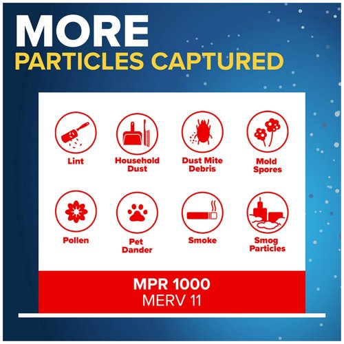 Filtrete 16x25x1 AC Furnace Air Filter, MERV 11, MPR 1000, Micro Allergen Defense, 3-Month Pleated 1-Inch Electrostatic Air Cleaning Filter, 2 Pack (Actual Size 15.719 x 24.72 x 0.84 in)