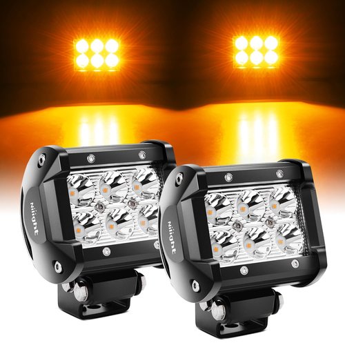 Nilight 4 Inch LED Light Pods Amber Spot Beam Driving Fog Lights 2PCS 18W Off Road Work Lighting for Truck ATV UTV RV Pick-up Van Boat Tractor