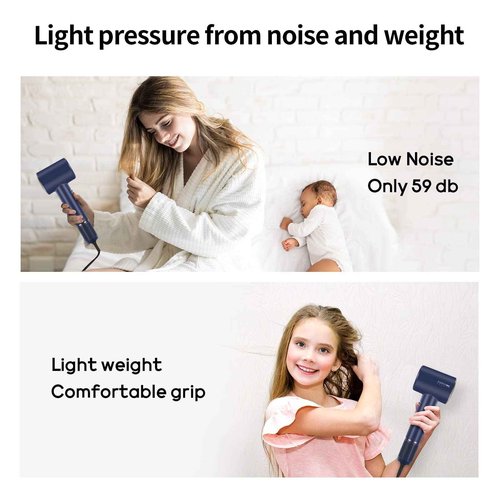 Hair Dryer, 110, 000 RPM Air-Sonic Blow Dryer with High-Speed Brushless Motor, Cool Care Dry Display & 200 Million Negative Ionic, PARWIN PRO BEAUTY 1875W Hairdryer for Home Travel,Prussian Blue