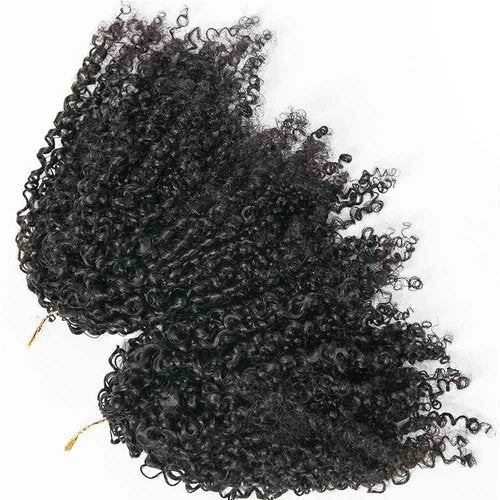 Kinky Curly Crochet Human Hair Extensions Pre-Separated Crochet Hair Multi-Textured Kinky Curly Reusable Micro Twists 16inch 120g (Usually 240g Full Head) Natural Black