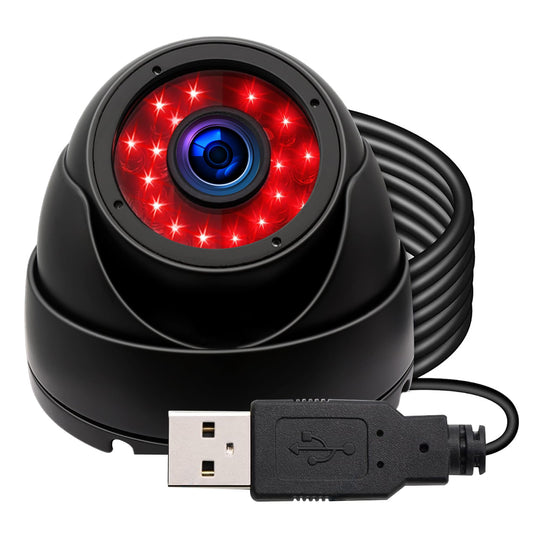 ALPCAM USB Camera Security Camera Outdoor Dome USB Webcam, 720P Day & Night Vision USB Camera for Computer, Waterproof Camera with IR LEDs for Car Park Baby Monitor Home Surveillance