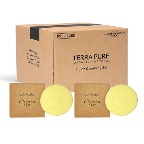 Terra Pure Boxed Bar Soap, Travel Size Hotel Amenities, 1.5 oz (Pack of 100)