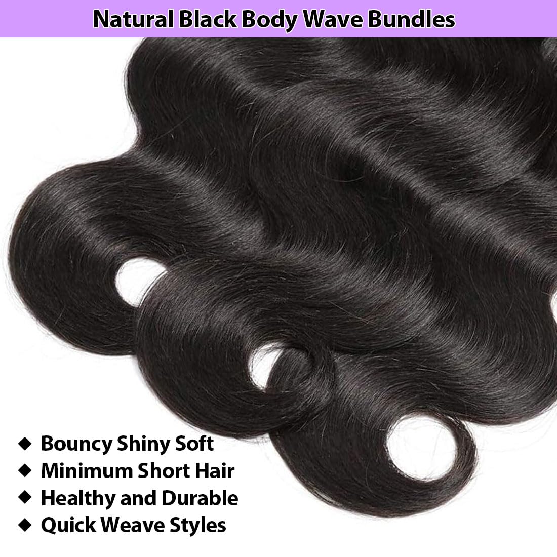 12A Body Wave Bundles Human Hair 22 24 26 Inch Human Hair Bundles 100% Unprocessed Brazilian Virgin Weave 3 Bundles Deals for Women Quick Weave Wet and Wavy Thick and Full Hair Real Natural Black
