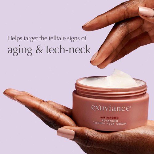 EXUVIANCE AGE REVERSE+ Toning and Firming Neck Cream, Tightens Fine Lines and Wrinkles, Evens Tone, Anti-Aging Décolletage Moisturizer with Advanced Peptide Formula, Bakuchiol, Vitamin E, 4.4 oz