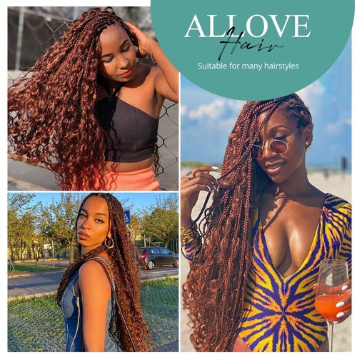 24 Inch 100g Human Braiding Hair 2 Bundles/Pack Deep Wave Bulk Human Braiding Hair for Boho Braids Wet and Wavy Brown Braiding Hair #30 Color No Weft Micro Braiding Hair Human Hair Extensions