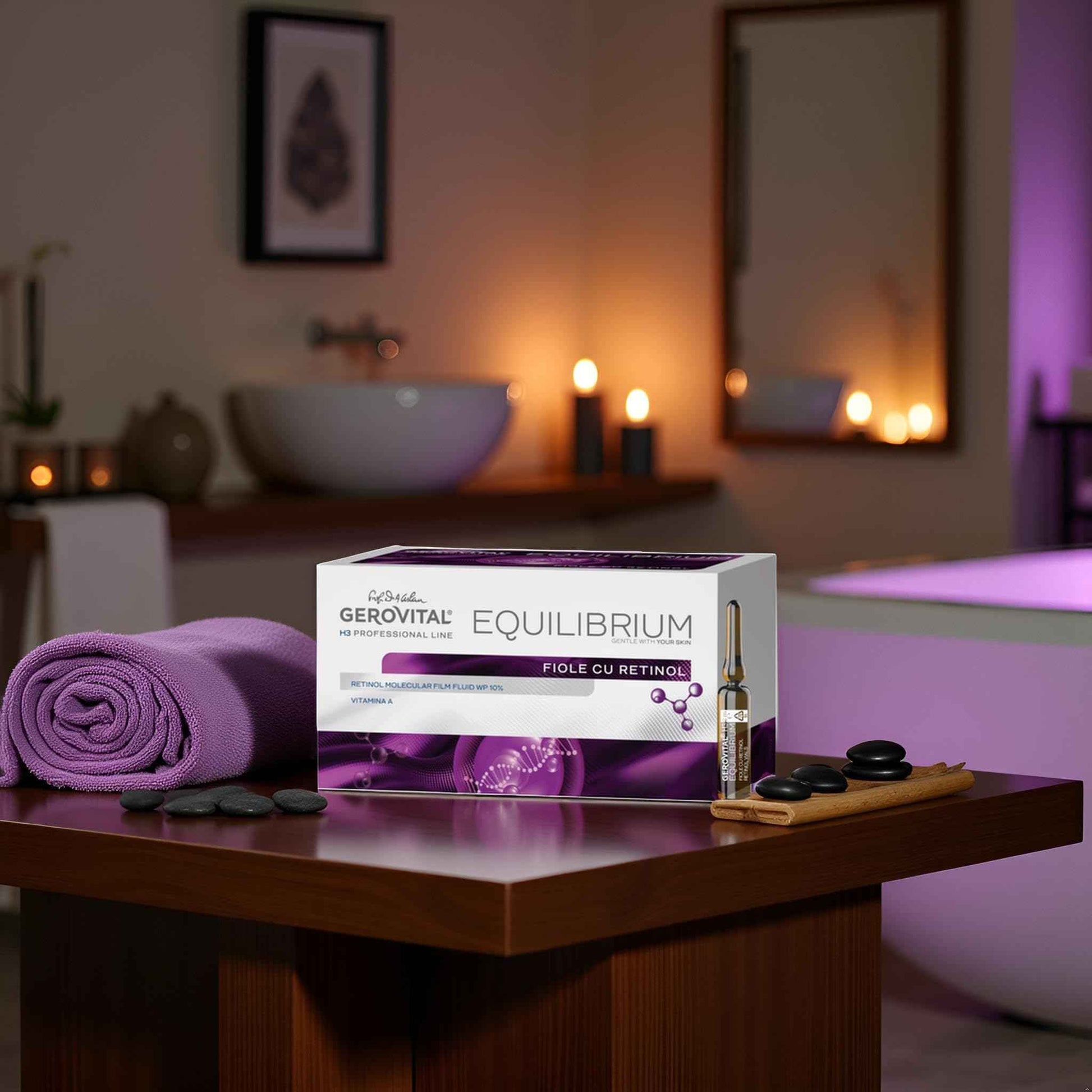 GEROVITAL EQUILIBRIUM Face Serum with Retinol, Moisturizer Face Serum, Improves Skin Elasticity, Professional Line for Beauty Salons, 20 Vials