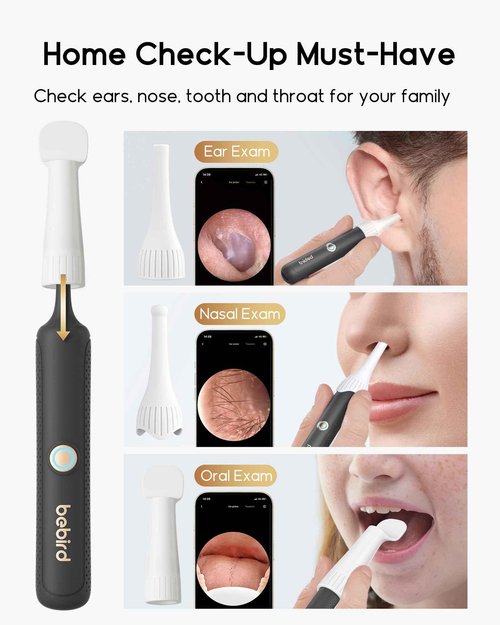 Bebird Earsight Plus R37R Ear Cleaning Camera Wax Removal Tool kit, Flexible Ear Scope Otoscope Camera Light, Visual Ear Picker Wireless Earwax Remover Tweezers for Family