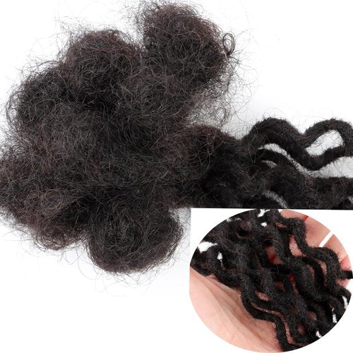 8 Inch 30 Strands Curly Wave Loc Extensions Human Hair, 0.6cm Dreadlock Extensions Human Hair for Women Men Kids Full Handmade Permanent Dreads Locs Natural Black