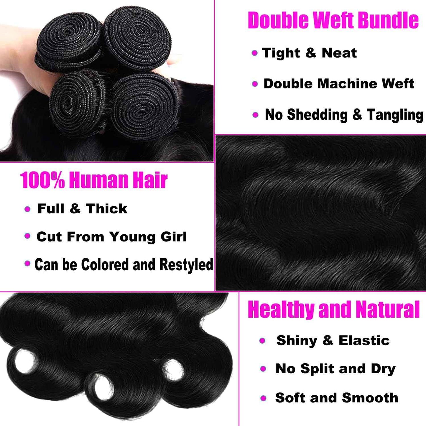 Human Hair Bundles with Closure 12A Body Wave Bundles Human Hair With Closure 100% Unprocessed Brazilian Virgin Raw Hair Bundles Extensions Double Weft (20 22 24 +18)