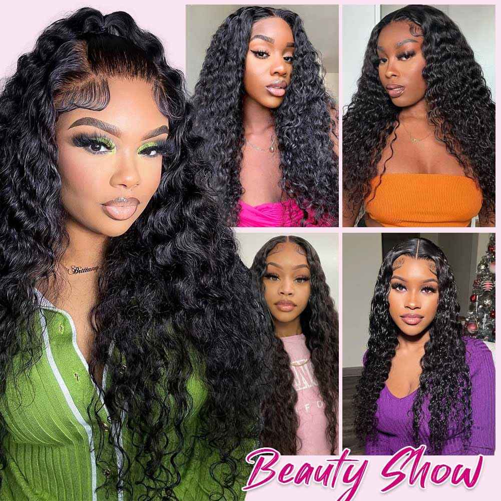 Omswet Skinlike HD Lace 5x5 Closure Human Hair Deep Wave Human Hair Closures for Black Women 12A Virgin Hair Pre Plucked Hairline Small Knots Invisible HD Lace Curly Closure 20 Inch