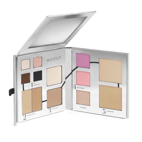 Woosh Beauty, Fold Out Face Original Makeup Palette, Travel, All in One, Neutral Cream & Powder (#2 Medium Light)