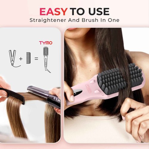 Rotating Curling Iron for Beach Waves + TYMO Ionic Hair Straightener Brush