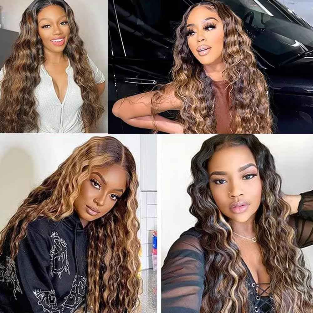 28 30 32 inch Dark Brown Bundles Human Hair #4 Water Wave Bundles Ombre Wet and Wavy Bundle Highlight Human Hair Bundle