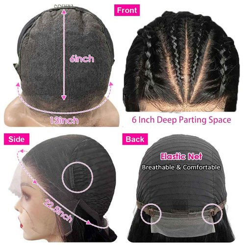 punhurt Real 13x6 Lace Frontal Wigs Human Hair Pre Plucked Pre Bleached Knots with Baby Hair Brazilian Unprocessed Waterfall Straight Human Hair Wigs for Black Women 200% Density (24 Inch)