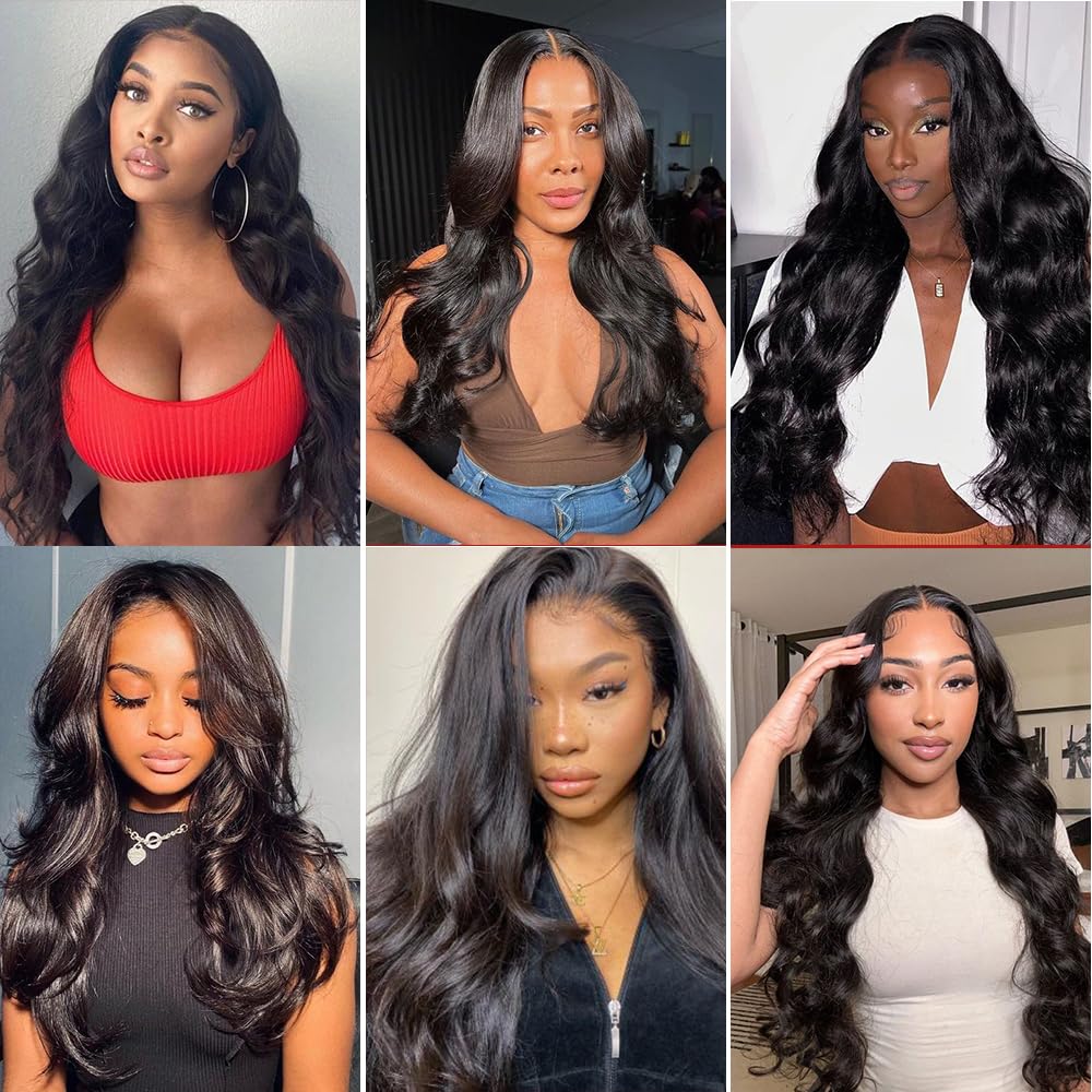 Hoyrhra 14A Human Hair Bundles 14 16 18 20 inch 4 Bundles Human Hair 100% Unprocessed Brazilian Virgin Hair Bundles Deals Quick Weaves Hair Extensions