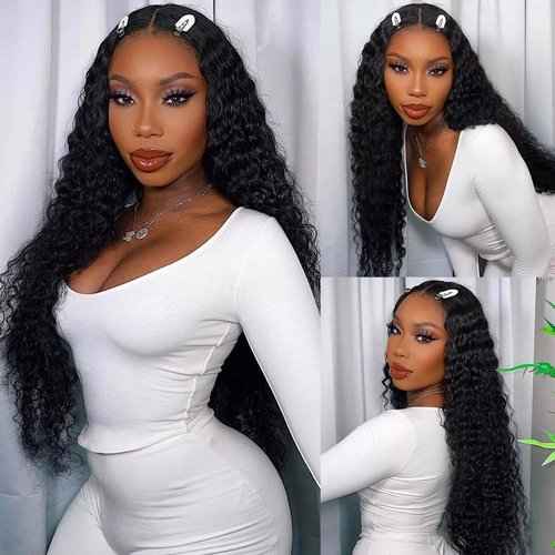 13x4 Deep Wave Lace Front Wigs - Pre Plucked 180 Density - 20 Inch Human Hair Wig