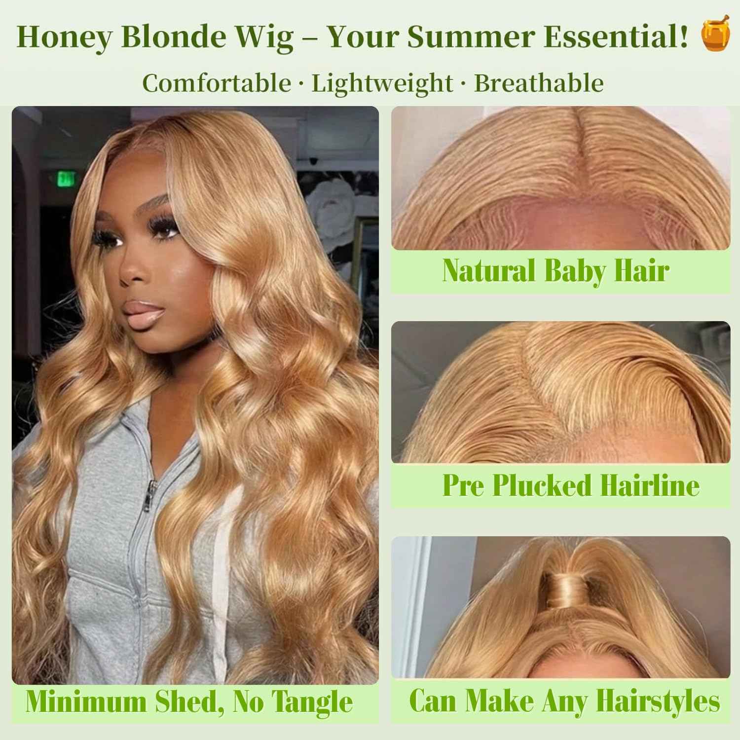 27 Honey Blonde Wig Human Hair 13x6 22 Inch Long Wigs for Women, Loose Body Wave Blonde 13x6 HD Lace Front Wigs Human Hair Pre Plucked 180 Density, 12A 100% Real Virgin Remy Brazilian Wigs Human Hair