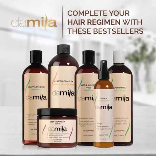 Damila Salt & Sulfate Free Shampoo & Nourishing Conditioner Set, 16.9 fl oz & Deep Treatment Mask, 16.9 fl oz