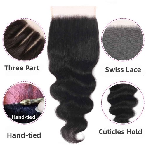 5X5 HD Lace Closure Body Wave Transparent Lace Closure 10A Brazilian Virgin Human Hair Closure Free Part Pre Plucked with Baby Hair (5x5 lace closure, 18inch)