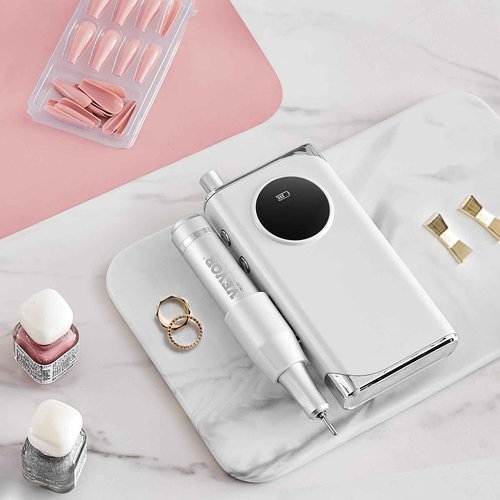 VEVOR Electric Rechargeable Nail Drill, 40,000RPM Portable Cordless Nail E File Machine, LCD-Display Acrylic Gel Grinder Tool with 6 Bits and 50PCS Sanding Bands for Manicure Pedicure Carve Polish